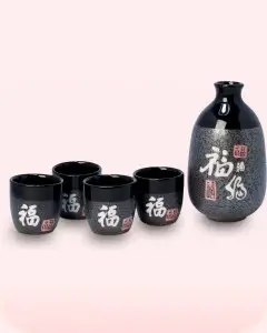 Juego de sake con la letra Fu
