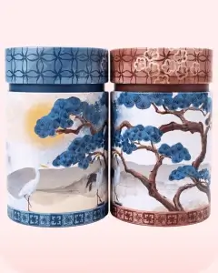 Lata con garzas y grullas