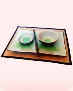 Vajilla japonesa de gres cristalizado verde