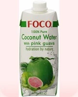 Agua de coco pura con Guayaba rosa Foco