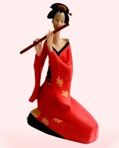 Geisha con flauta (shakuhachi)