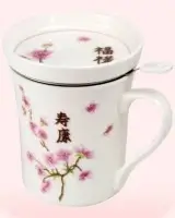 Taza con infusor de porcelana Sakura